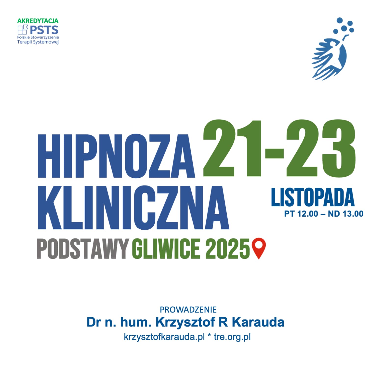 Hipnoza kliniczna poziom podstawowy Gliwice 21-23 listopada 2025